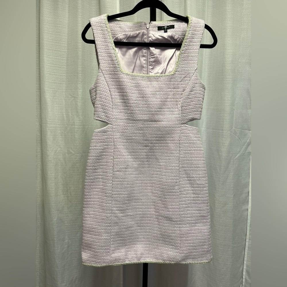 7 For All Mankind Lavender Sleeveless Cutout Tweed Mini Dress | size small